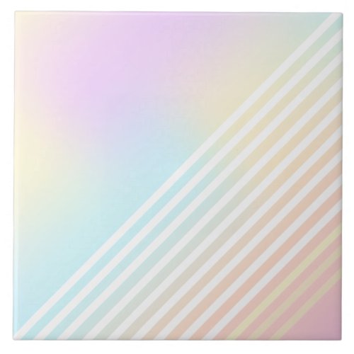 Unicorn pastel blend white pastel stripe decor ceramic tile