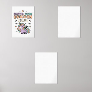 Unicorn Pastel Goth Unicorn Club Trendy Graphic Te Wall Art Sets