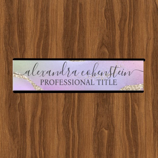 Unicorn Pastel Marble Agate Office Door Sign (Creator Uploaded)