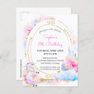Unicorn Pastel Princess Birthday Party Invitation