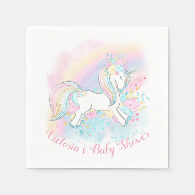 Unicorn Pastel Rainbow Baby Shower Napkins Zazzle