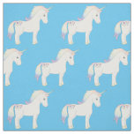 Unicorn Pastel Rainbow Blue Fabric