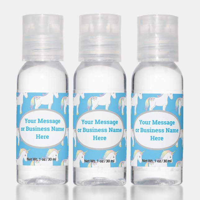 Unicorn Pastel Rainbow Business Logo Name Message Hand Sanitizer (Set)