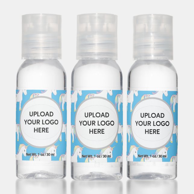 Unicorn Pastel Rainbow Business Logo Name Message Hand Sanitizer (Set)