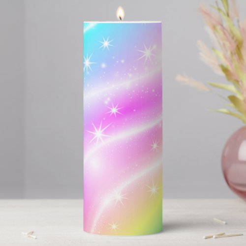 Unicorn Pastel Rainbow Color  Pillar Candle