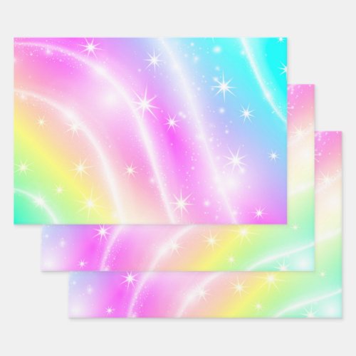 Unicorn Pastel Rainbow Color   Wrapping Paper Sheets