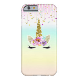 Unicorn Pastel Rainbow Frosting Drip Birthday Barely There iPhone 6 Case