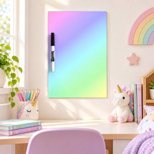 Unicorn Pastel Rainbow Kids Room To Do List Dry-Erase Board