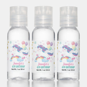 Unicorn Pastel Rainbow Party Favor Hand Sanitizer
