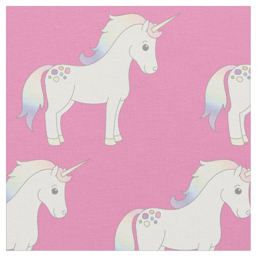 Unicorn Pastel Rainbow Pink Fabric