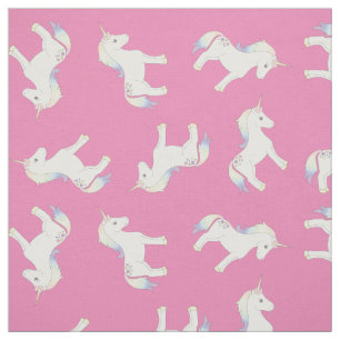 Unicorn Pastel Rainbow Pink Fabric