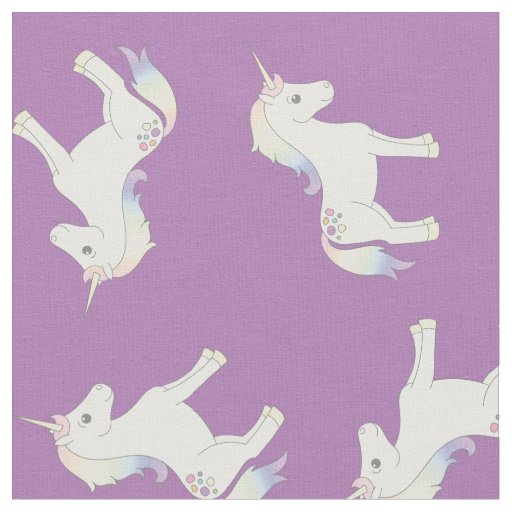 Unicorn Pastel Rainbow Purple Fabric