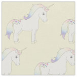 Unicorn Pastel Rainbow Yellow Fabric