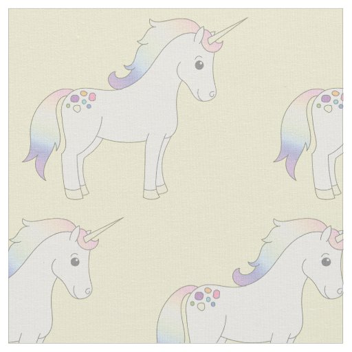 Unicorn Pastel Rainbow Yellow Fabric