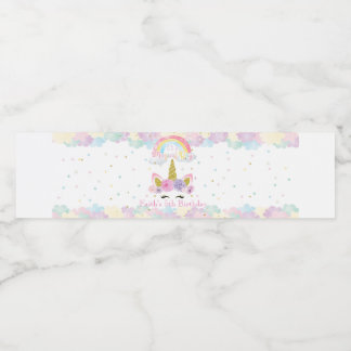 Unicorn Pastel Water Bottle Label