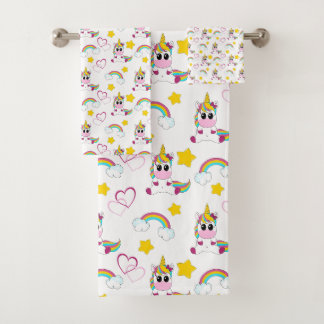 Unicorn pattern bath towel set