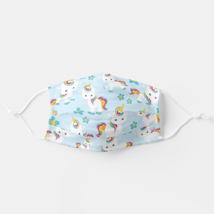 Unicorn Pattern Cute Little Unicorns Flowers Cloth Face Mask