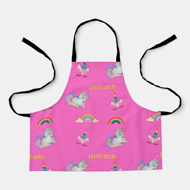 Unicorn pattern on pink apron (Front)