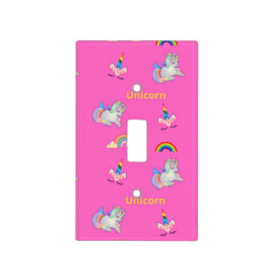 Unicorn pattern on pink light switch cover