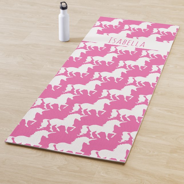 Unicorn Pattern Personalized Pretty Pink Yoga Mat (In Situ)
