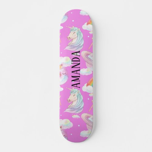 Unicorn pattern skateboard