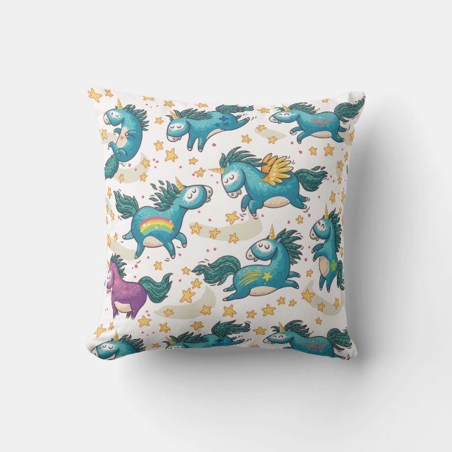 Unicorn pattern throw pillow (Front)