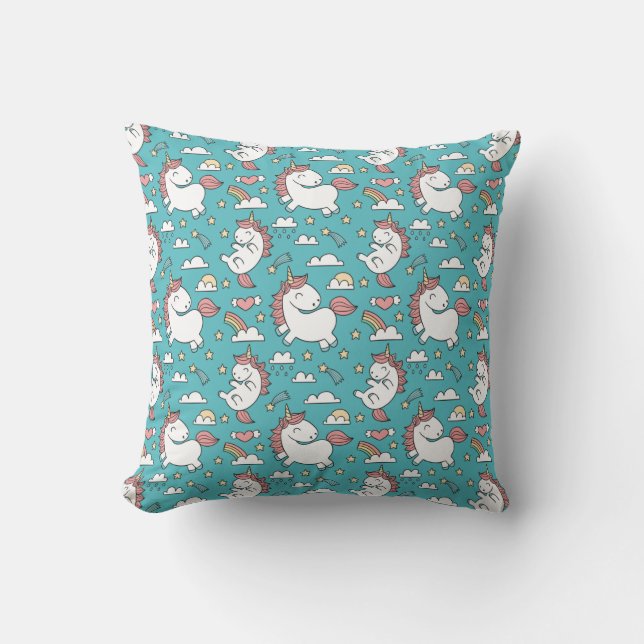 Unicorn pattern throw pillow (Front)