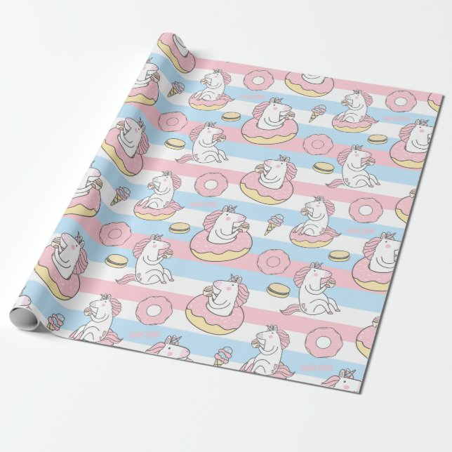Unicorn Pattern Wrapping Paper (Unrolled)