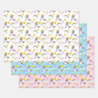 Unicorn pattern wrapping paper sheets