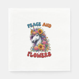 Unicorn Peace And Flowers Floral Flower Crown Tank Napkins