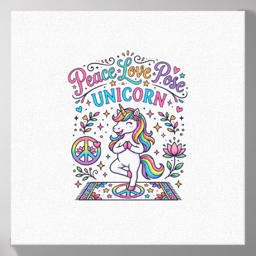 Unicorn Peace Love Pose Unicorn White Background S Canvas Photo Tile