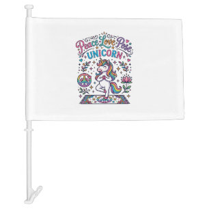 Unicorn Peace Love Pose Unicorn White Background S Car Flag
