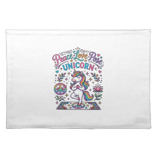 Unicorn Peace Love Pose Unicorn White Background S Cloth Placemat
