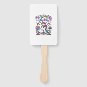 Unicorn Peace Love Pose Unicorn White Background S Hand Fan