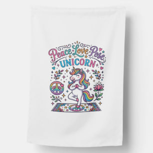 Unicorn Peace Love Pose Unicorn White Background S House Flag