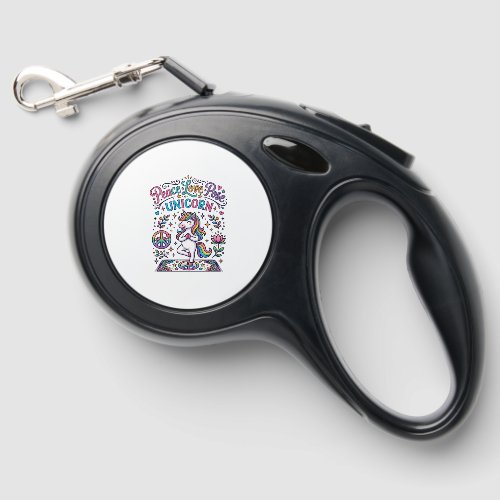 Unicorn Peace Love Pose Unicorn White Background S Retractable Pet Leash