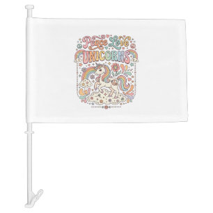 Unicorn Peace Love Unicorns Adorable Vector Design Car Flag
