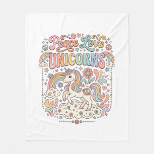 Unicorn Peace Love Unicorns Adorable Vector Design Fleece Blanket