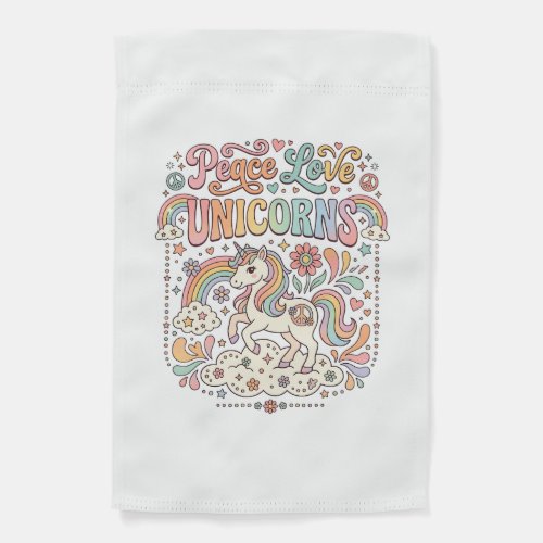 Unicorn Peace Love Unicorns Adorable Vector Design Garden Flag