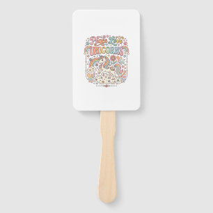 Unicorn Peace Love Unicorns Adorable Vector Design Hand Fan