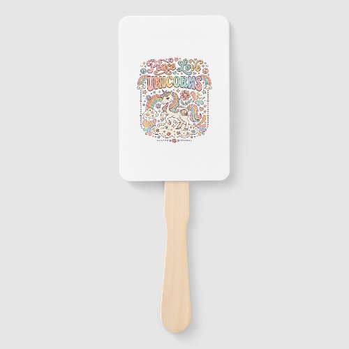 Unicorn Peace Love Unicorns Adorable Vector Design Hand Fan