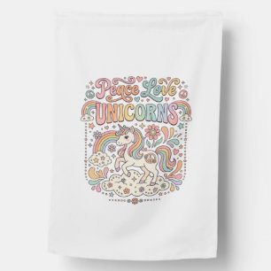 Unicorn Peace Love Unicorns Adorable Vector Design House Flag
