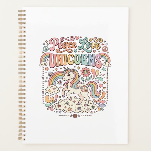 Unicorn Peace Love Unicorns Adorable Vector Design Planner