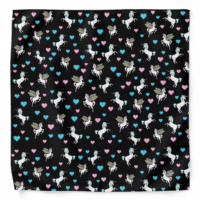 Unicorn, Pegasus and Hearts Bandana (Front)