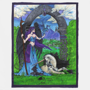 Unicorn pegasus angel winged girl wings flying cat fleece blanket