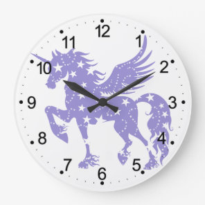 Unicorn  pegasus - Choose background color Large Clock