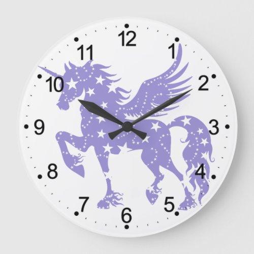 Unicorn  pegasus _ Choose background color Large Clock
