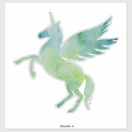 Unicorn, Pegasus, greeny blue fantasy horse Sticker