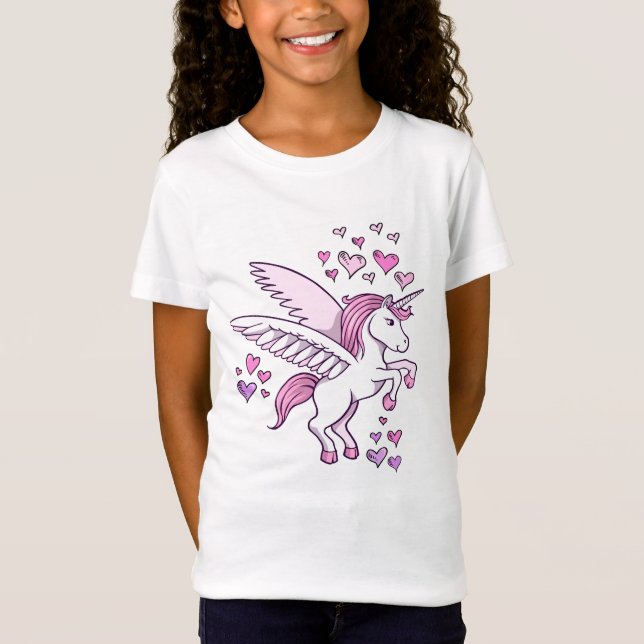 Unicorn Pegasus Hearts  T-Shirt (Front)
