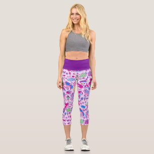 unicorn pegasus horse rainbow doodle capri leggings